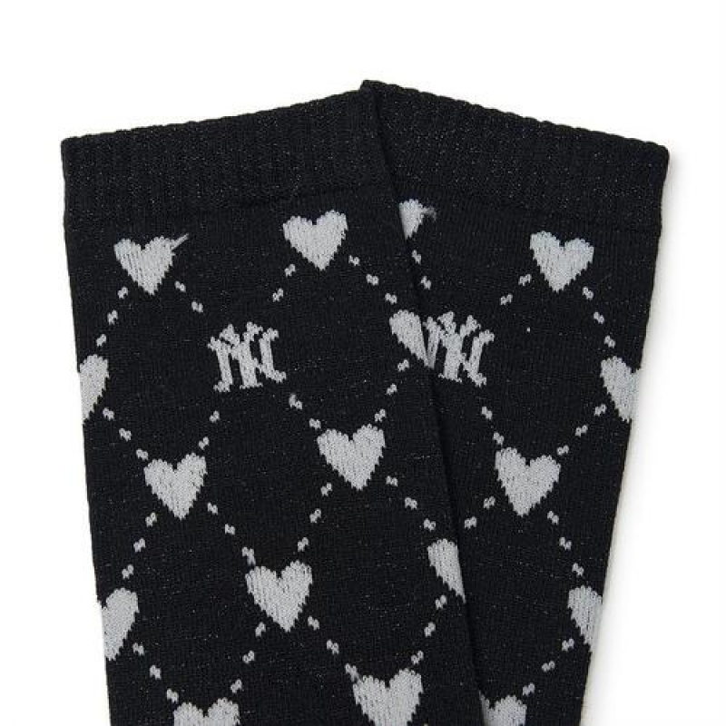 MLB Heart Mid Socks Black | Australia_MLB80807