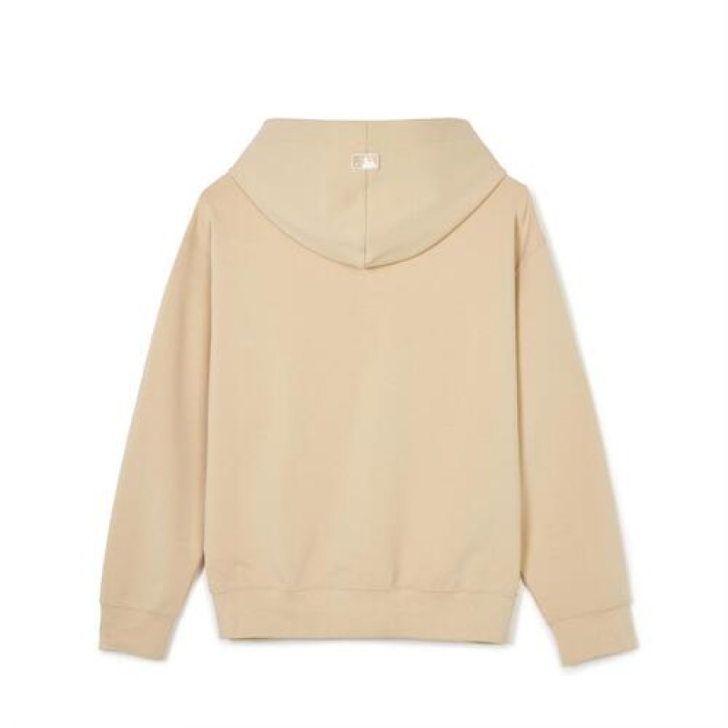 MLB Heart Overfit Hood Zip Up Hoodie Beige | Australia_MLB84555