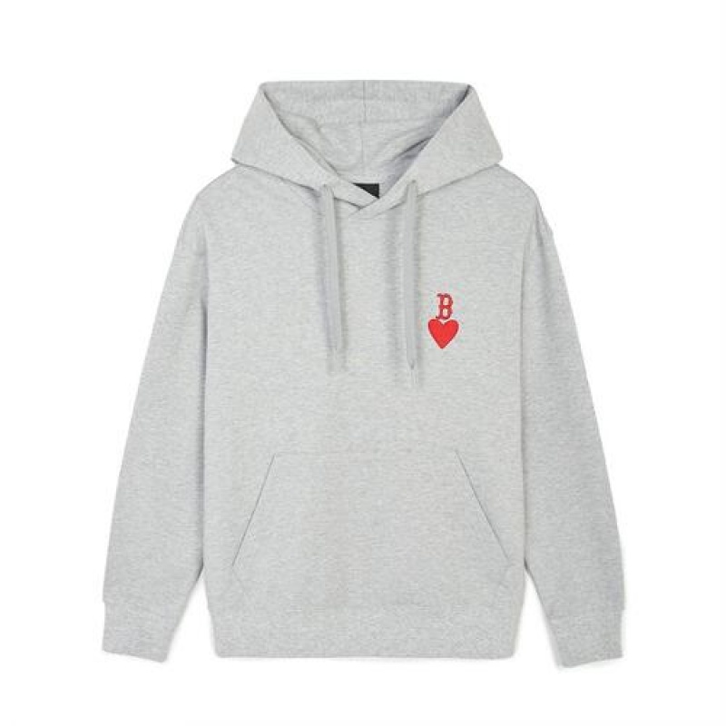 MLB Heart Overfit Hoodie Grey | Australia_MLB26929