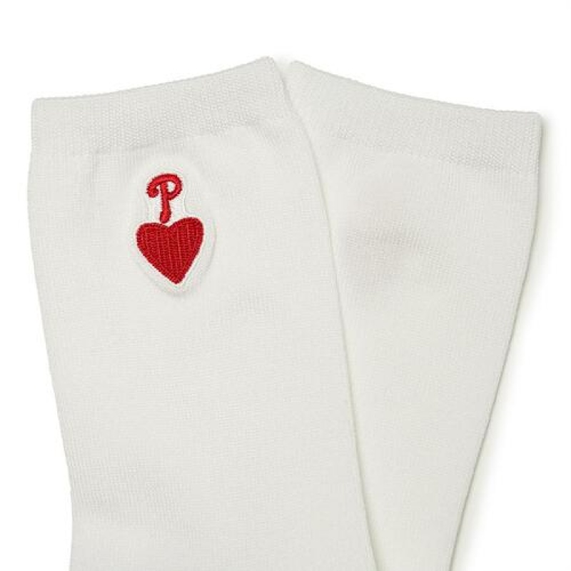 MLB Heart Point Socks Accessories White | Australia_MLB48324