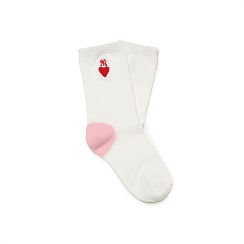 MLB Heart Point Socks Accessories White | Australia_MLB19509