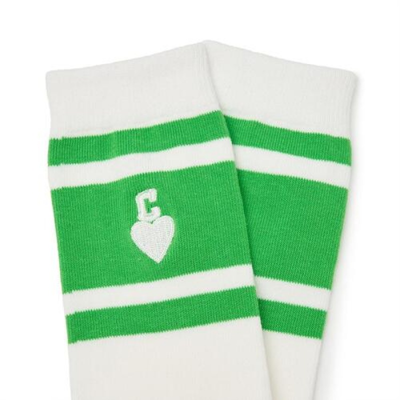 MLB Heart Skate Socks Accessories Green | Australia_MLB13313