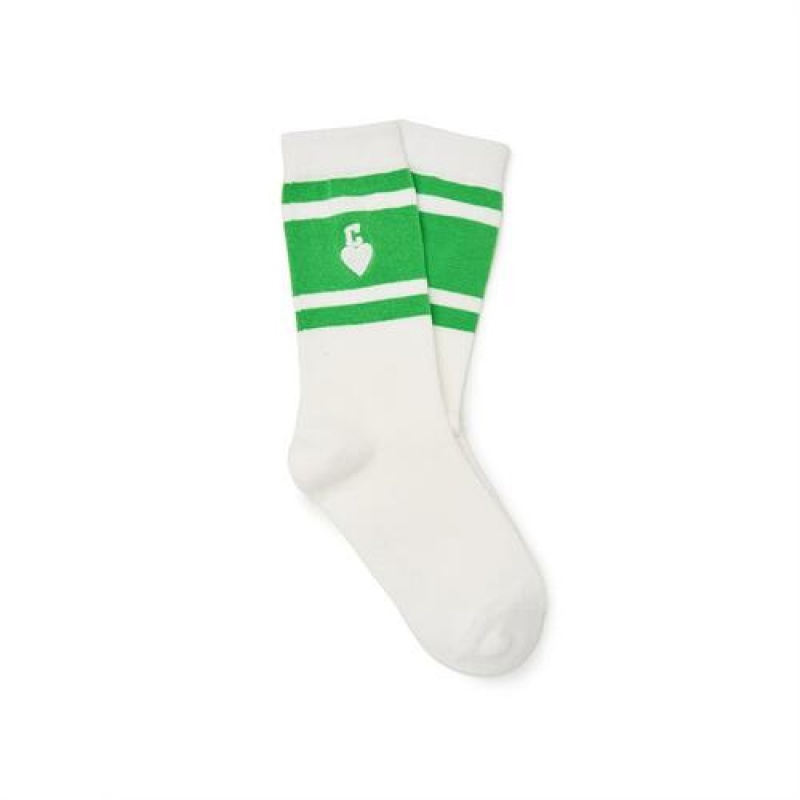 MLB Heart Skate Socks Accessories Green | Australia_MLB13313