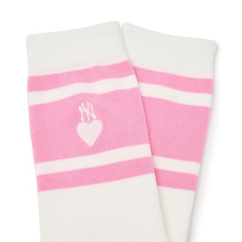 MLB Heart Skate Socks Accessories Pink | Australia_MLB41491