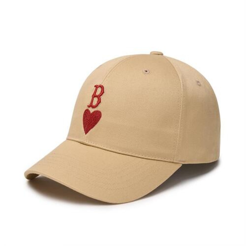 MLB Heart Structured Baseball Caps Beige | Australia_MLB46351