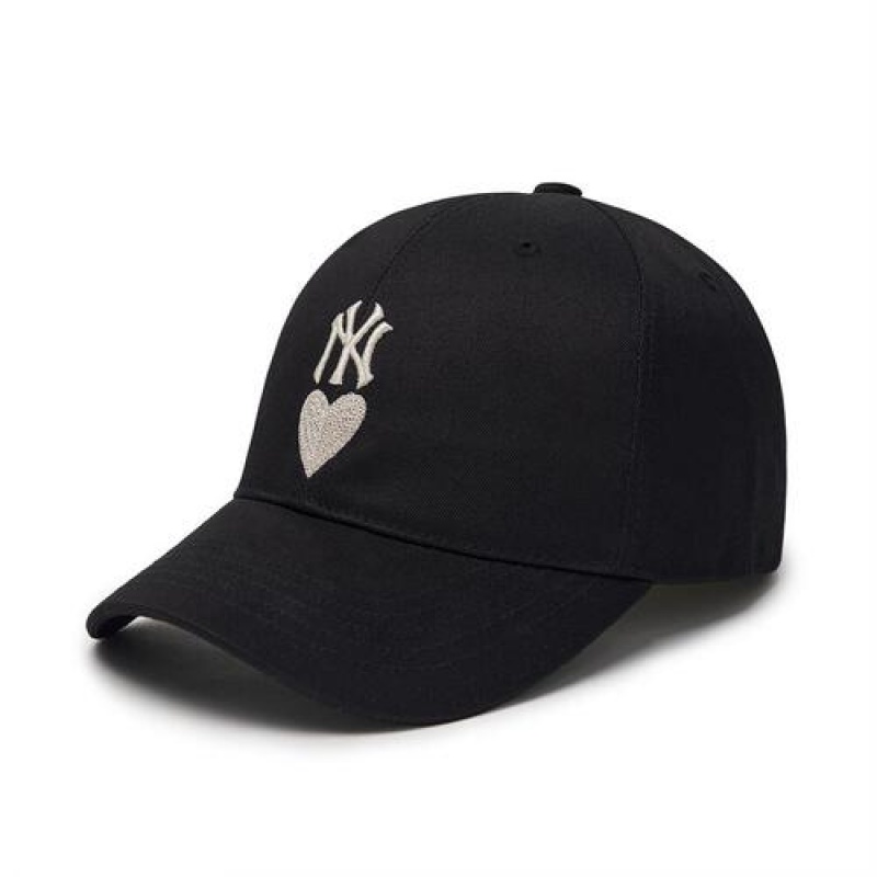 MLB Heart Structured Baseball Caps Black | Australia_MLB97918