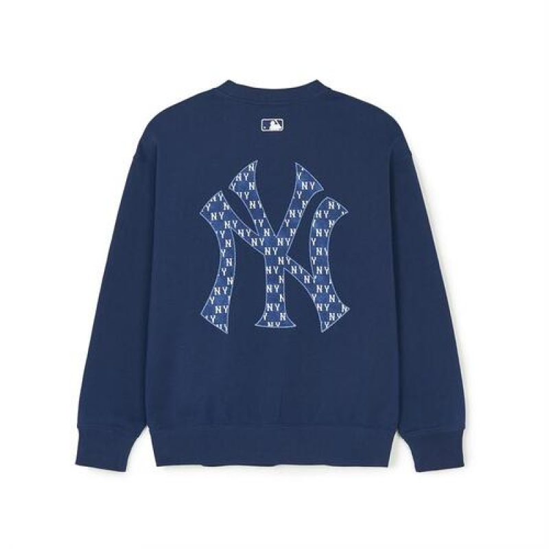 MLB Like Monogram Big Lux Sweatshirts Denim Blue | Australia_MLB43997