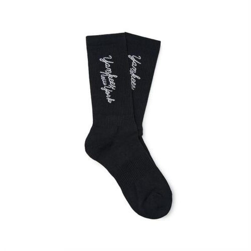 MLB Luxleisure Lettering Mid Socks Black | Australia_MLB61590