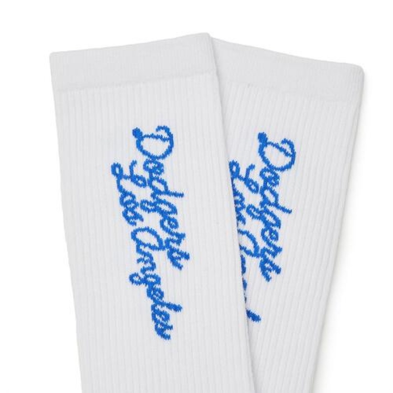 MLB Luxleisure Lettering Mid Socks White | Australia_MLB63978