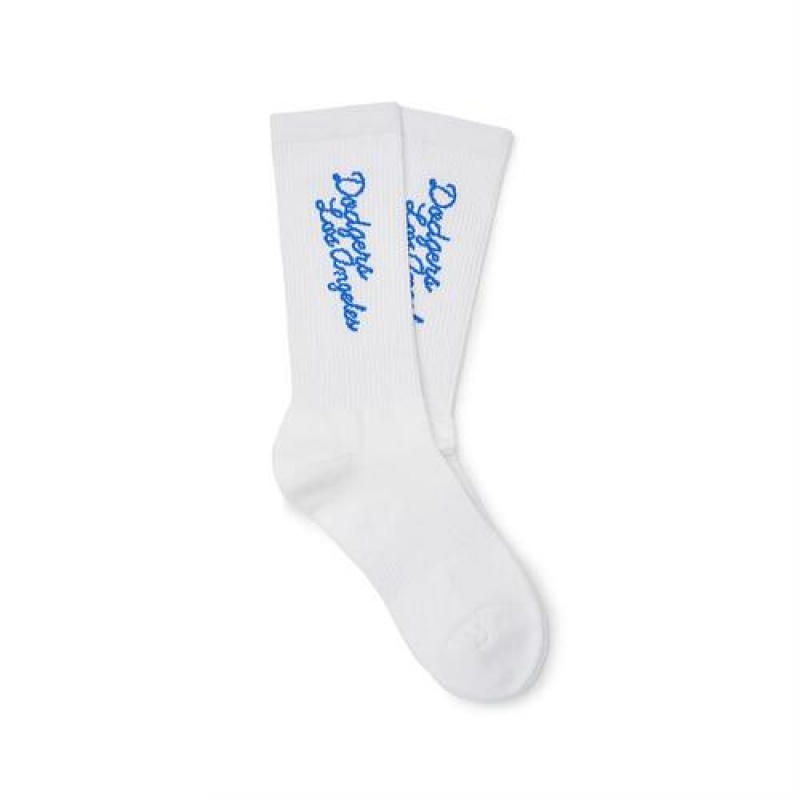 MLB Luxleisure Lettering Mid Socks White | Australia_MLB63978