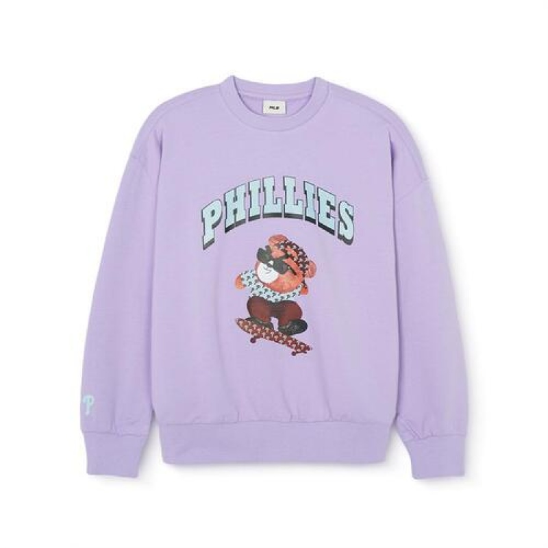 MLB Megabear Sweatshirt Tops Purple | Australia_MLB88708