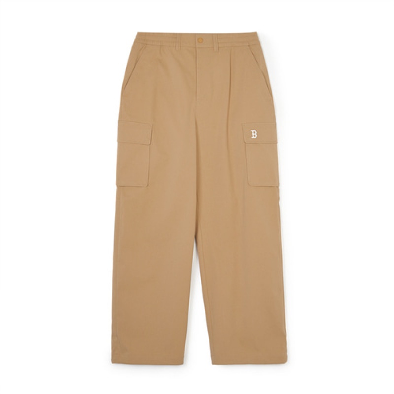 MLB Men`s Varsity Wide Cargo Pants Bottoms Beige | Australia_MLB68337