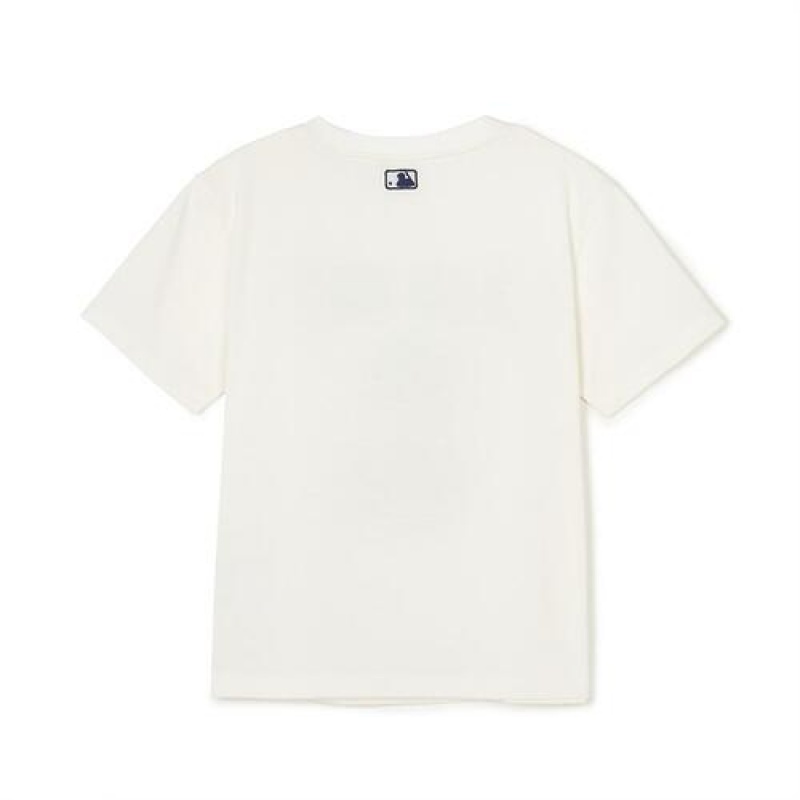 MLB Mono Bear T Shirt Tops White | Australia_MLB50411