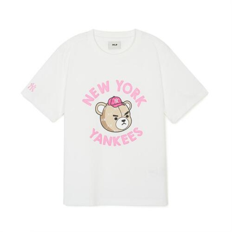 MLB Mono Megabear T Shirt Tops White | Australia_MLB79725