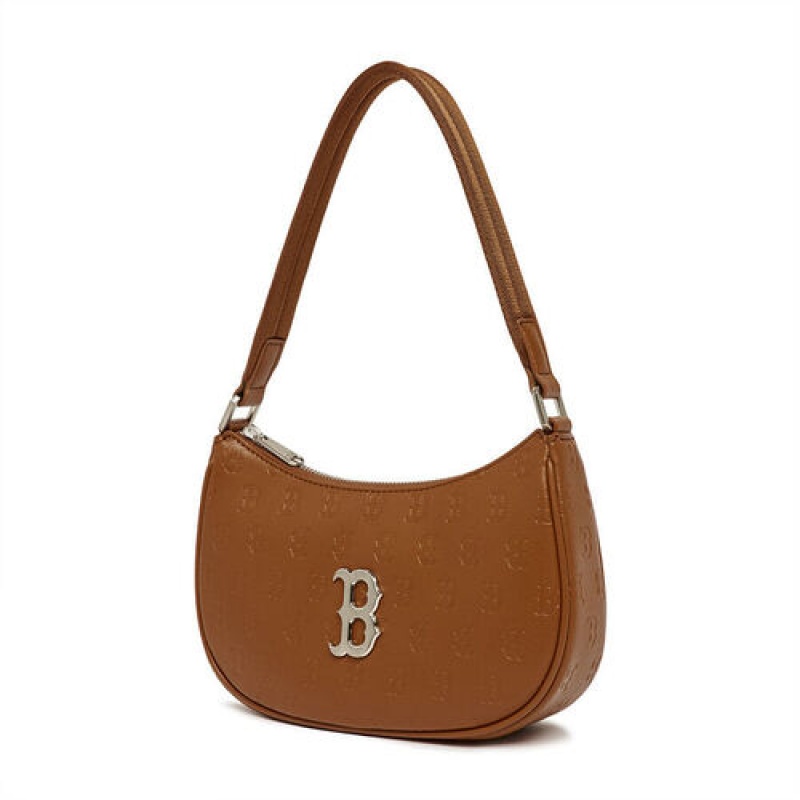 MLB Monogram Embo Hobo Bags Brown | Australia_MLB84167