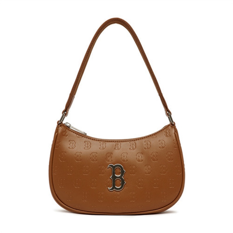 MLB Monogram Embo Hobo Bags Brown | Australia_MLB84167