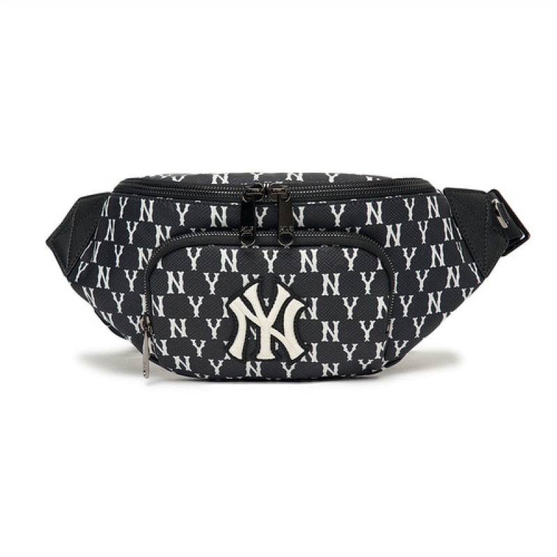 MLB Monogram Hip Sack Crossbody Bags Black | Australia_MLB65870