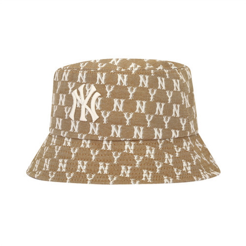 MLB Monogram Jacquard Hat Beige | Australia_MLB58612