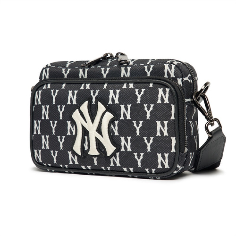 MLB Monogram Mini Crossbody Bags Black | Australia_MLB72772