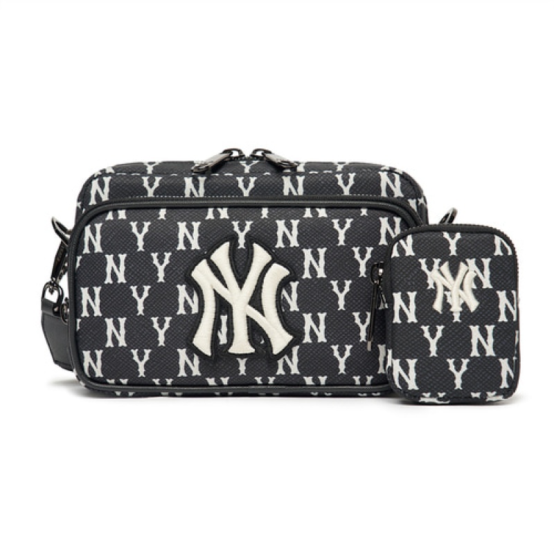 MLB Monogram Mini Crossbody Bags Black | Australia_MLB72772