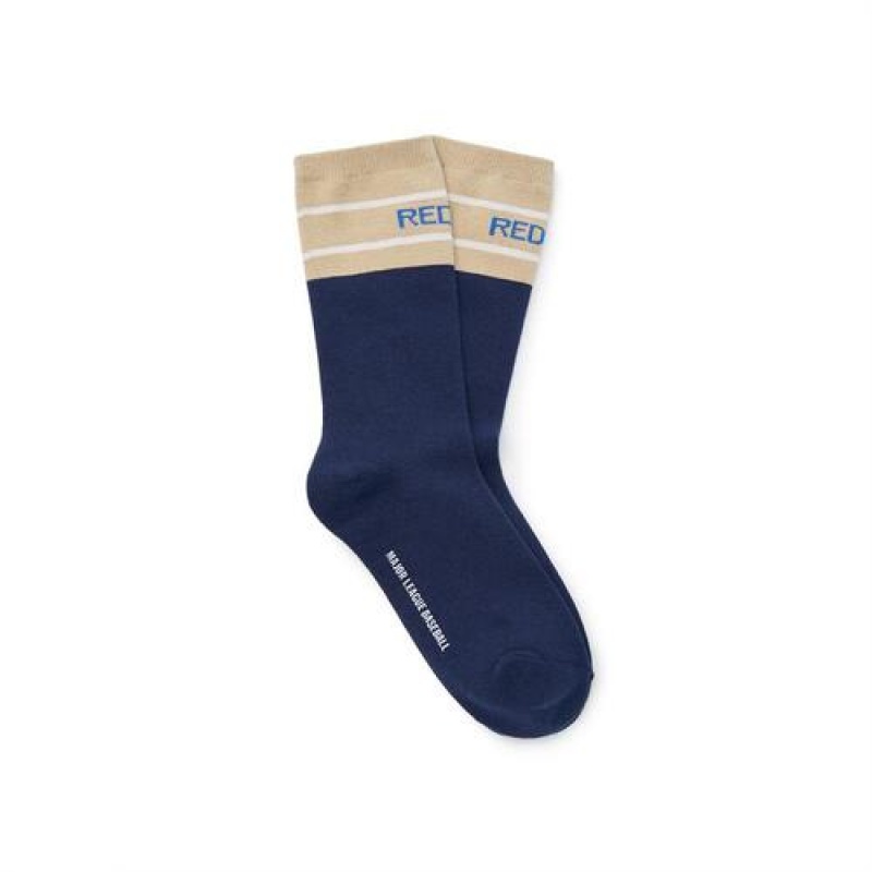 MLB Monotive Girl`s Skate Socks Accessories Navy | Australia_MLB54950