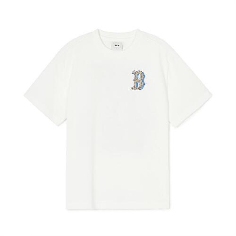 MLB Monotive T Shirt Tops White | Australia_MLB69293