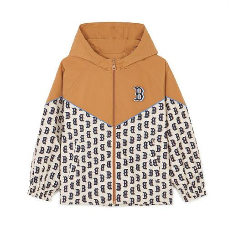 MLB Monotive Windbreaker Outerwear Beige | Australia_MLB46533