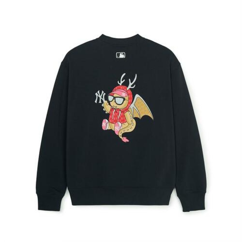 MLB Newyear Dragon Overfit Sweatshirts Black | Australia_MLB44515