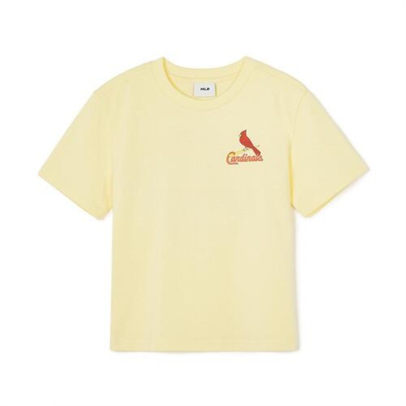 MLB Outdoor Camping Graphic T Shirt Tops Yellow | Australia_MLB20477