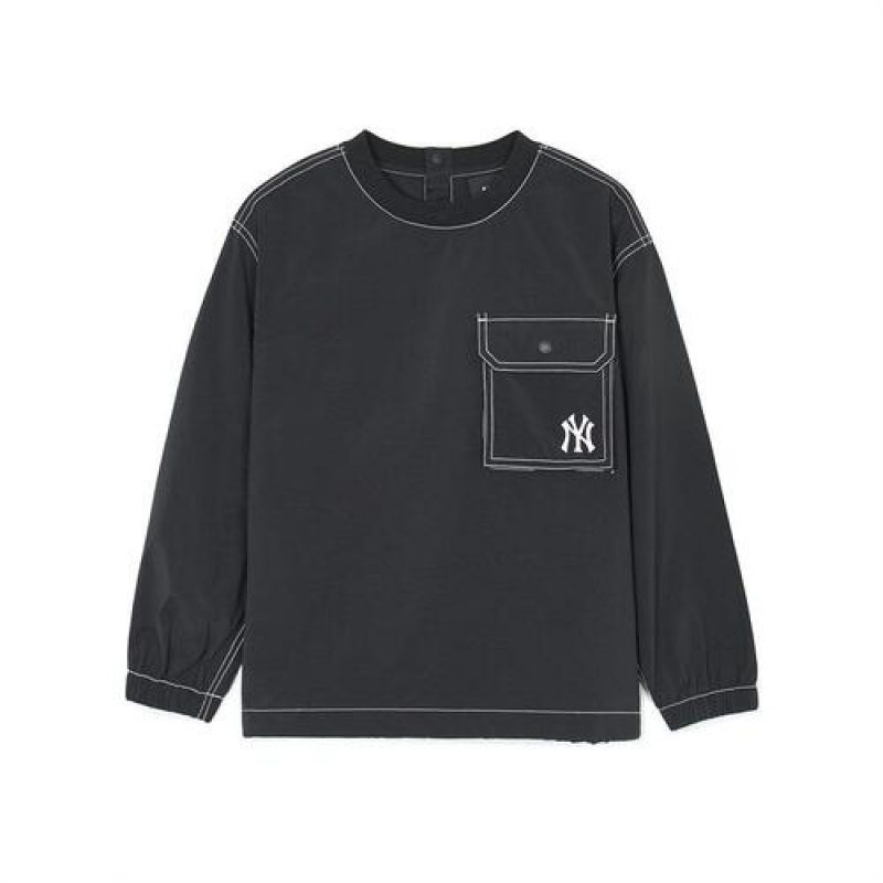 MLB Outdoor Woven Sweatshirt Tops Black | Australia_MLB75016