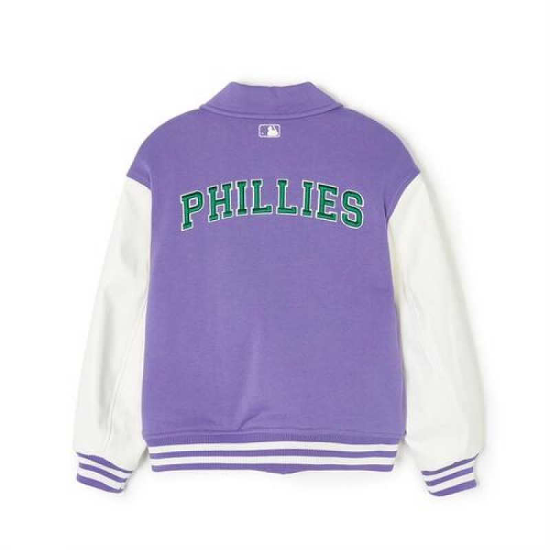 MLB Pop Varsity Padding Jumper Outerwear Purple | Australia_MLB38996