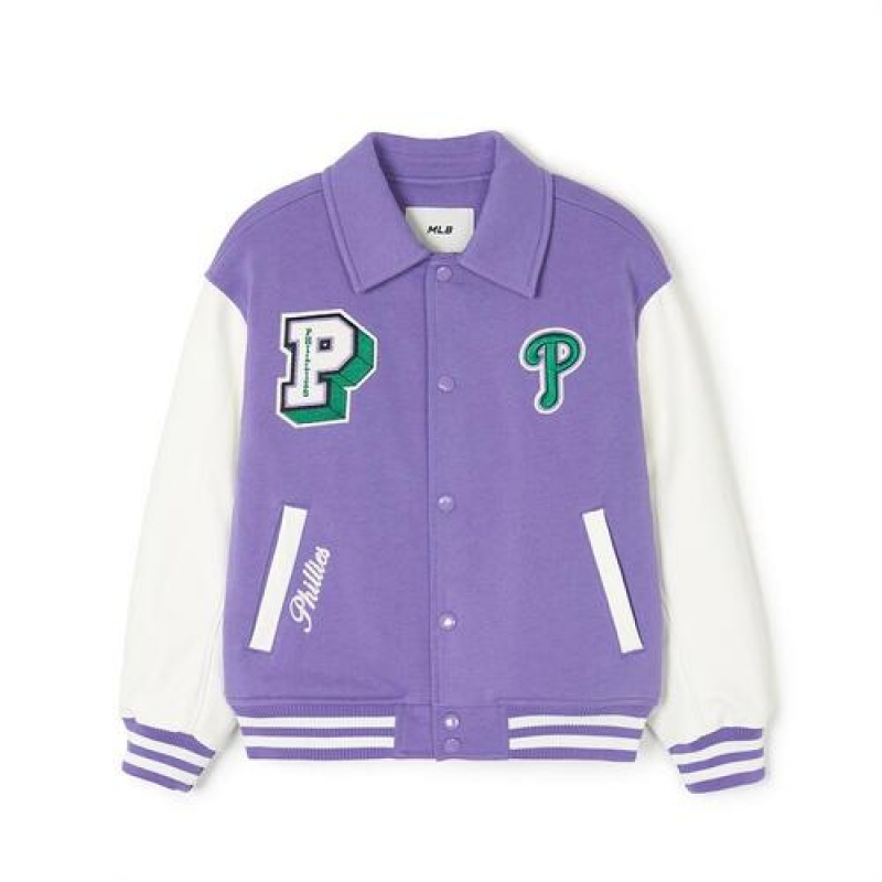 MLB Pop Varsity Padding Jumper Outerwear Purple | Australia_MLB38996