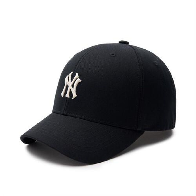 MLB Premium Basic Small Logo Structured Baseball Caps Black | Australia_MLB95556