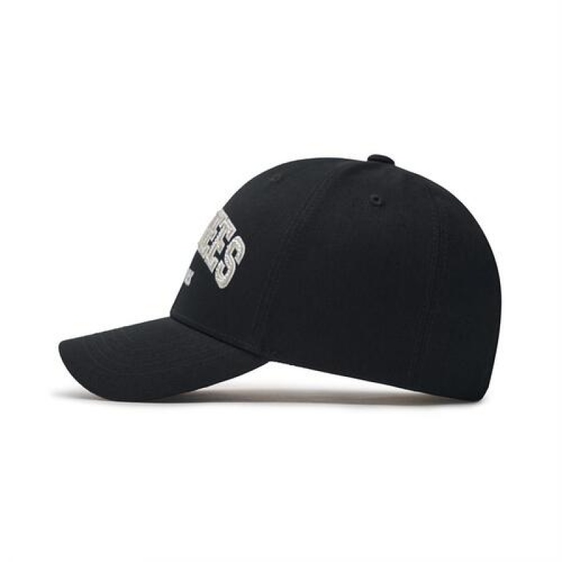 MLB Premium Varsity Lettering Logo Structured Baseball Caps Black | Australia_MLB79245