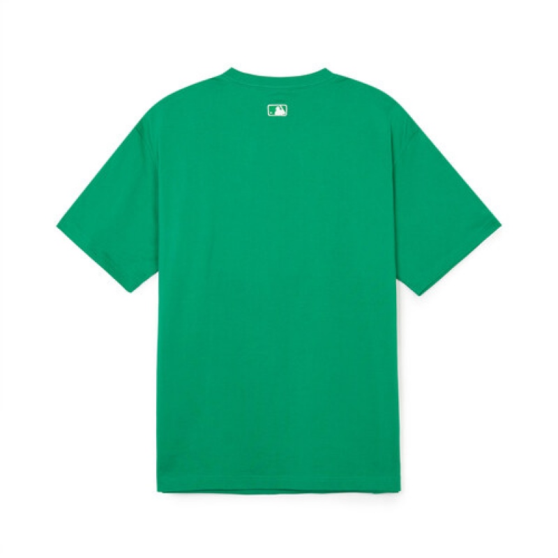 MLB Premium Varsity Overfit T Shirts Green | Australia_MLB31783