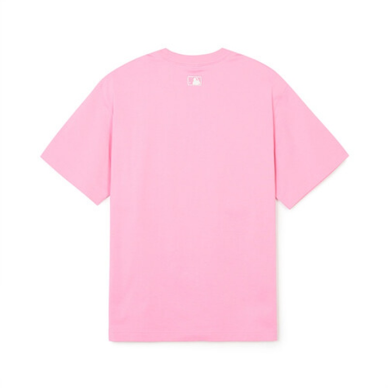 MLB Premium Varsity Overfit T Shirts Pink | Australia_MLB80331