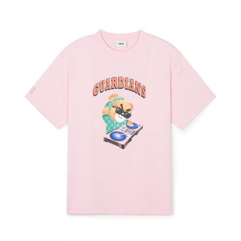 MLB Summer Mega Bear Overfit T Shirts Pink | Australia_MLB28105