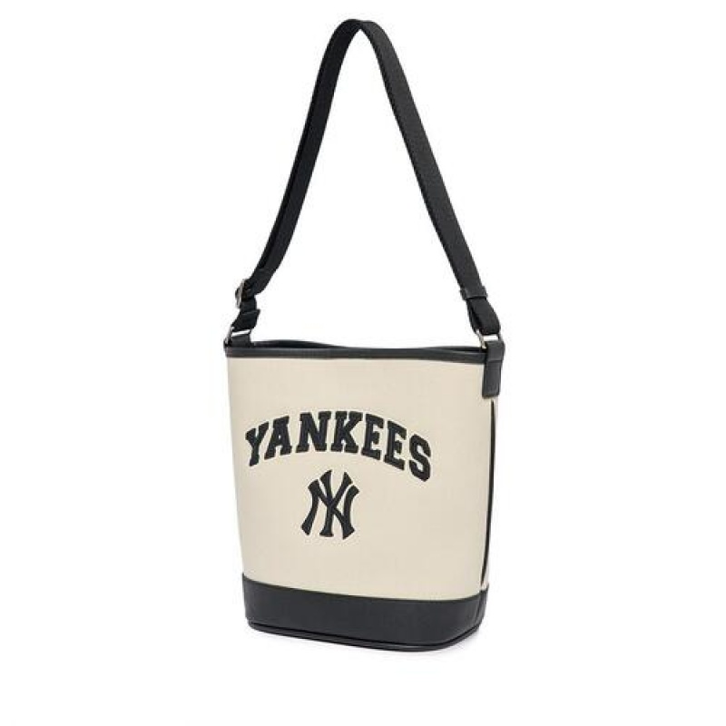 MLB Varsity Basic Canvas Tote Bags White / Black | Australia_MLB20339