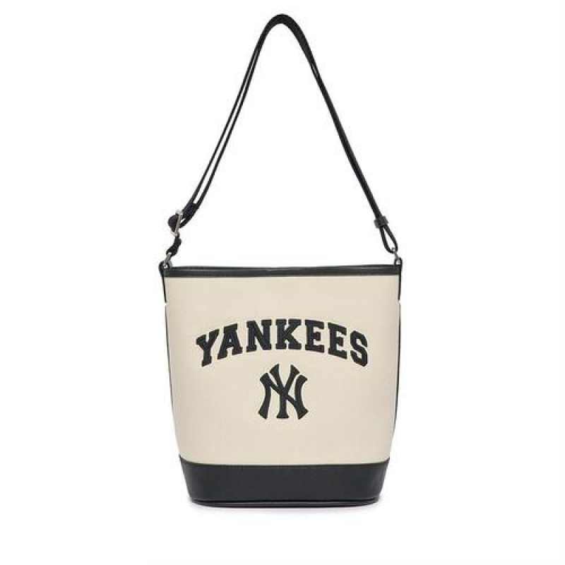 MLB Varsity Basic Canvas Tote Bags White / Black | Australia_MLB20339