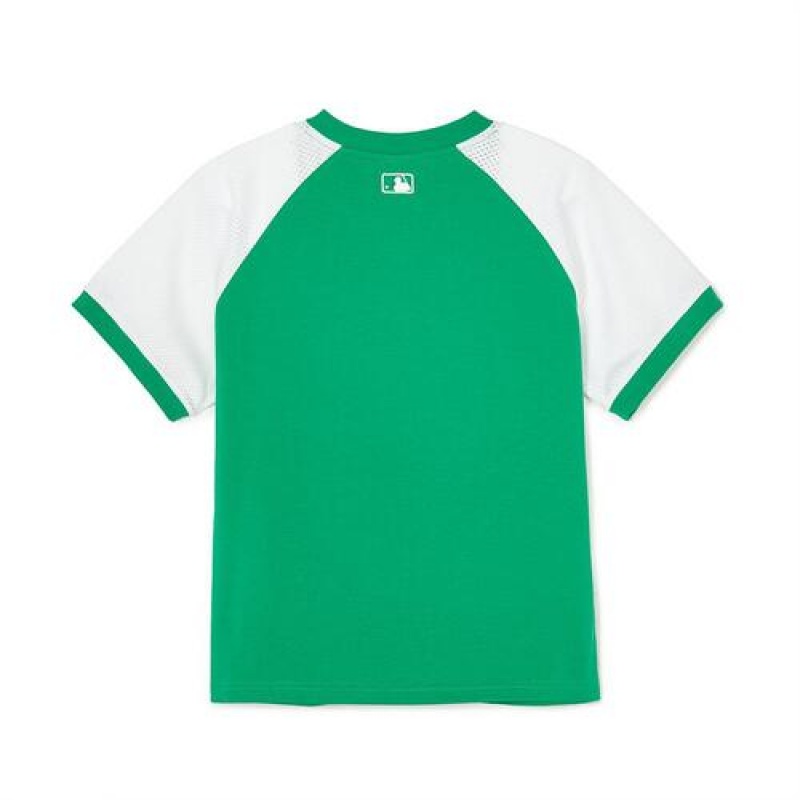 MLB Varsity Big Logo T Shirt Tops Green | Australia_MLB15901