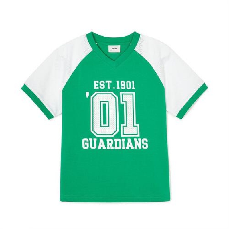 MLB Varsity Big Logo T Shirt Tops Green | Australia_MLB15901