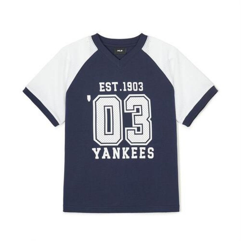 MLB Varsity Big Logo T Shirt Tops Navy | Australia_MLB84248