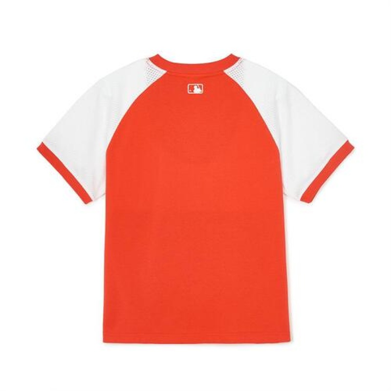 MLB Varsity Big Logo T Shirt Tops Orange | Australia_MLB62983