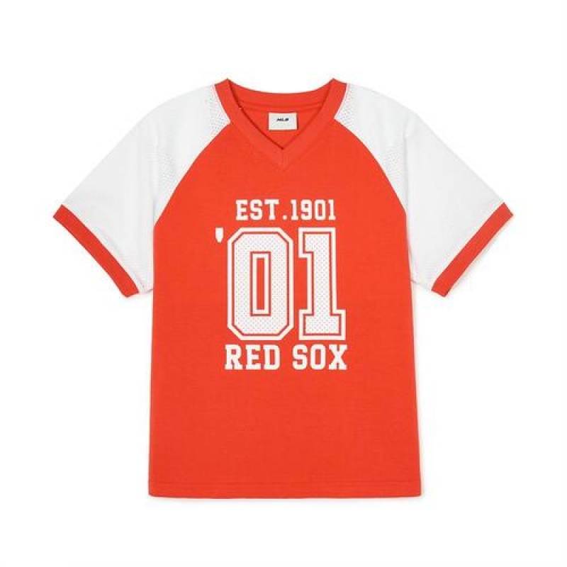 MLB Varsity Big Logo T Shirt Tops Orange | Australia_MLB62983