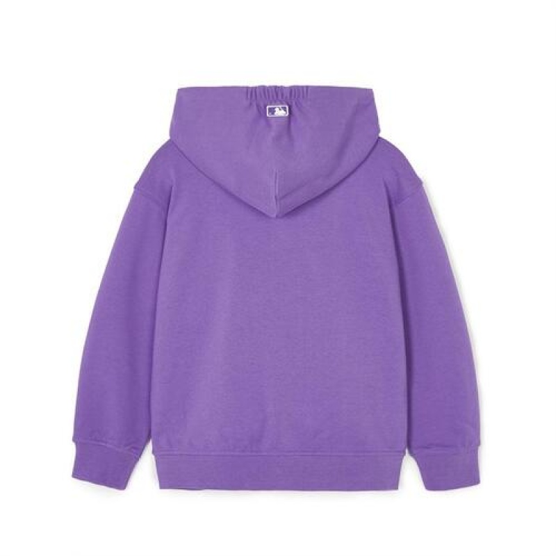 MLB Varsity Button Hoodie Tops Purple | Australia_MLB28051