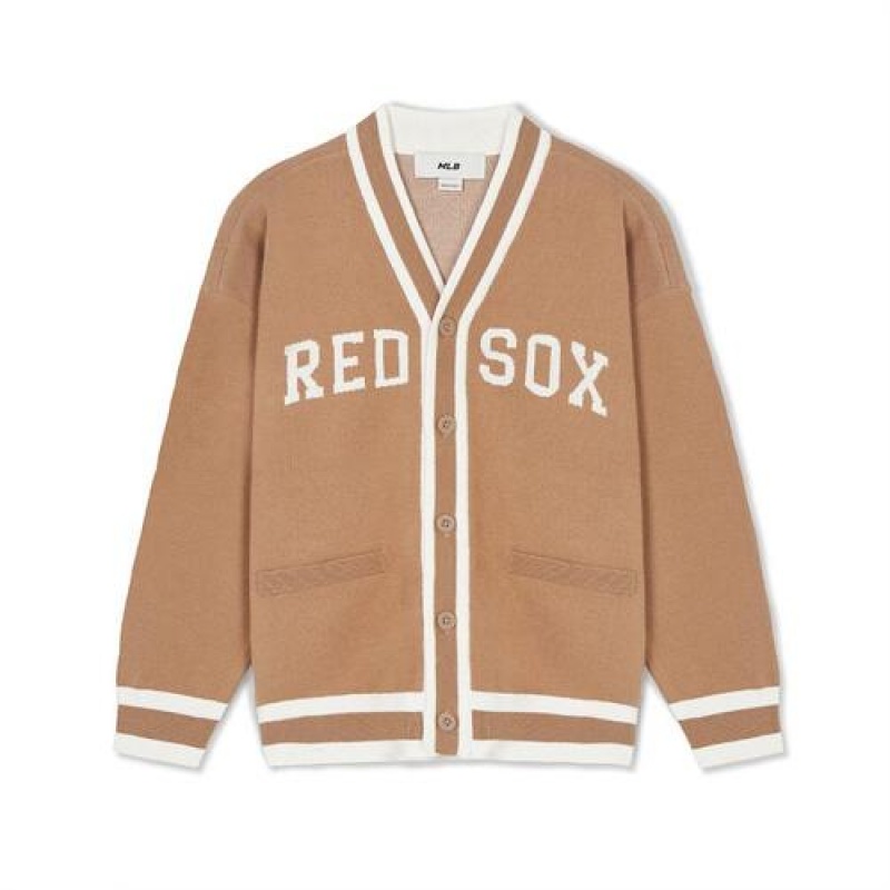 MLB Varsity Cardigan Tops Beige | Australia_MLB54258