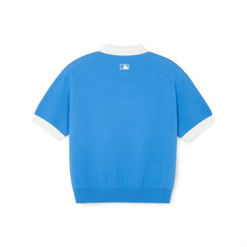 MLB Varsity Collar Sweater T Shirts Blue | Australia_MLB37744