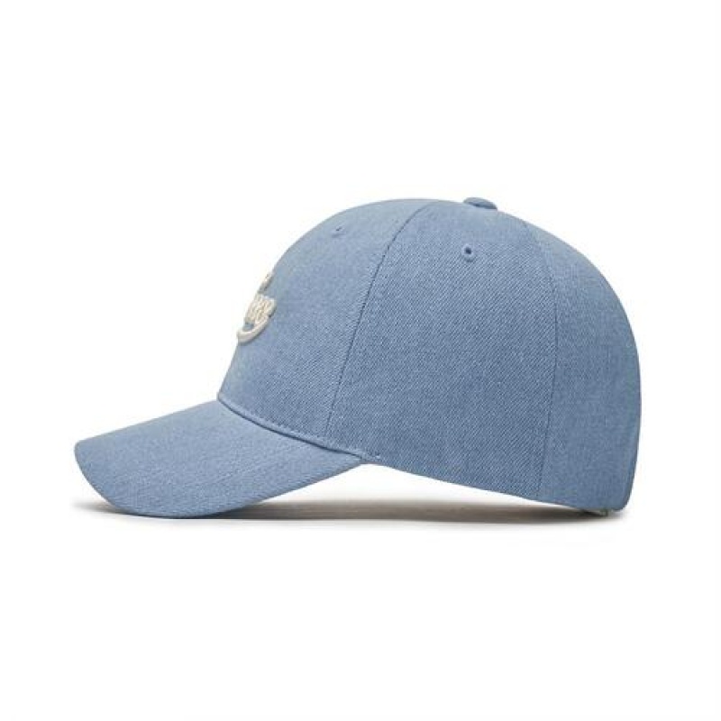 MLB Varsity Cursive Denim Unstructured Baseball Caps Blue | Australia_MLB54573