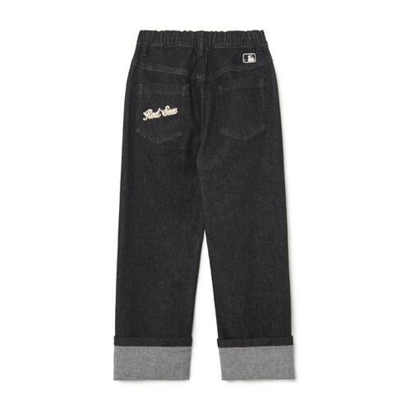 MLB Varsity Denim Pants Bottoms Black | Australia_MLB61939