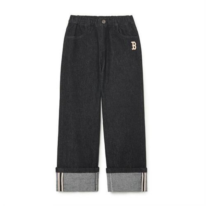 MLB Varsity Denim Pants Bottoms Black | Australia_MLB61939